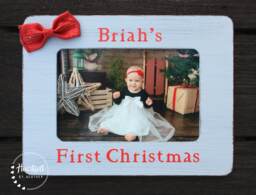 Personalized Baby's First Christmas Frame - Rustic 4x6 Photo - thumbnail 1