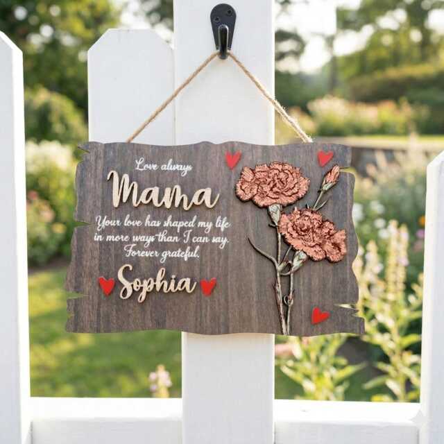 Personalized Grandma Garden Sign, Nana Gift, Mothers Day Floral Family Wall Decor, Kids Name Birth Month Flower Wooden Sign - image 1