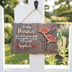 Personalized Grandma Garden Sign, Nana Gift, Mothers Day Floral Family Wall Decor, Kids Name Birth Month Flower Wooden Sign - thumbnail 1
