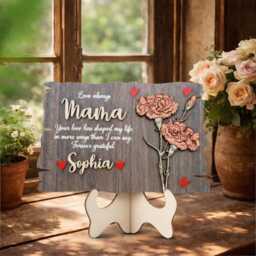 Personalized Grandma Garden Sign, Nana Gift, Mothers Day Floral Family Wall Decor, Kids Name Birth Month Flower Wooden Sign - thumbnail 3