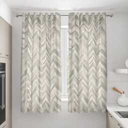 Modern Grey Geometric Curtains, Chevron Pattern Drapes, Custom Window Panels For Living Room Or Bedroom, Multiple Heading Styles - thumbnail 2