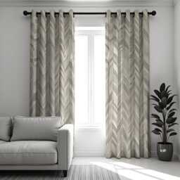 Modern Grey Geometric Curtains, Chevron Pattern Drapes, Custom Window Panels For Living Room Or Bedroom, Multiple Heading Styles