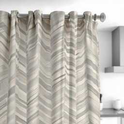 Modern Grey Geometric Curtains, Chevron Pattern Drapes, Custom Window Panels For Living Room Or Bedroom, Multiple Heading Styles - thumbnail 3