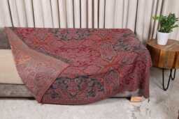 Luxury Boiled Pure Merino Wool Reversible Sofa Or Bed Throws For Ultimate Comfort & Style - Classic Indian Abstract Design in Multicolour