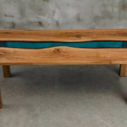 Custom Resin Table Made Of Aok Wood, Wooden Dining With Blue Resin, Epoxy Table, River Legs, Wood Table - thumbnail 3