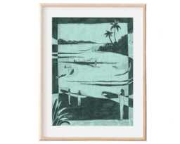 Surf Scene - Fine Art Print, Tropical Ocean Waves, Surfers Lineup Wall Decor, Beach Poster - thumbnail 1