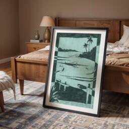 Surf Scene - Fine Art Print, Tropical Ocean Waves, Surfers Lineup Wall Decor, Beach Poster - thumbnail 2