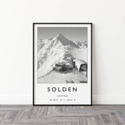Solden Austria Ski Poster Black & White Alpine Travel Print - thumbnail 3