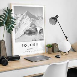 Solden Austria Ski Poster Black & White Alpine Travel Print - thumbnail 2