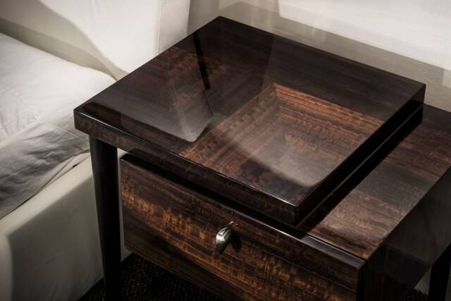 Handmade Eucalyptus Nightstand High Gloss Bedside Table With Drawer - image 1
