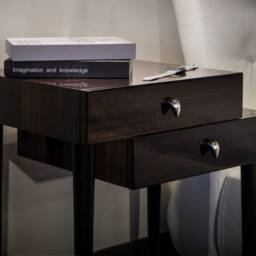 Handmade Eucalyptus Nightstand High Gloss Bedside Table With Drawer - thumbnail 2