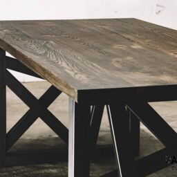 Industrial Dining Desk, Metal Leg Furniture, Rustic Kitchen Surface, Modern Loft Wood Centerpiece - thumbnail 2