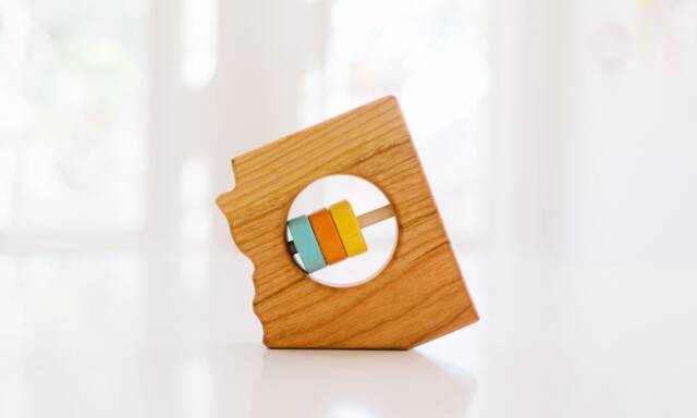 Personalized Arizona State Baby Rattle Modern Wooden Toy - image 1
