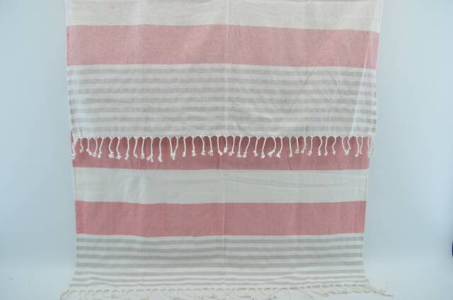 "Red & Gray Striped Towel, Ulrta Soft Towel, 40""x65" - image 1