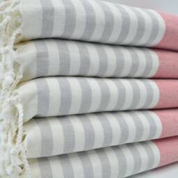 "Red & Gray Striped Towel, Ulrta Soft Towel, 40""x65" - thumbnail 3