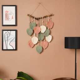 Macrame Leaf Wall Hanging, Boho Art, Home Decor, Tapestry Safari Nursery Decor L02 - thumbnail 4