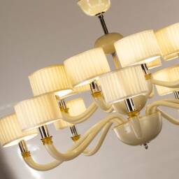 Murano Glass Chandelier Venetian 16-Light With Ivory Shades - thumbnail 3