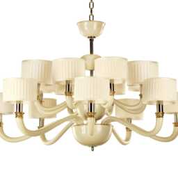 Luxury Chandelier Murano Glass Lighting Venetian 16-Light With Ivory Shades - thumbnail 2