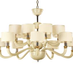 Murano Glass Chandelier Venetian 16-Light With Ivory Shades - thumbnail 2