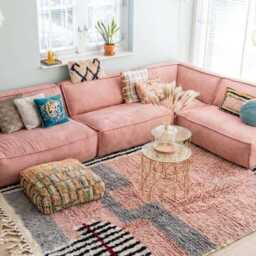 Pink Black Abstract Shag Moroccan Rug, Berber Boho Large Area Hand Tufted Carpet - thumbnail 3