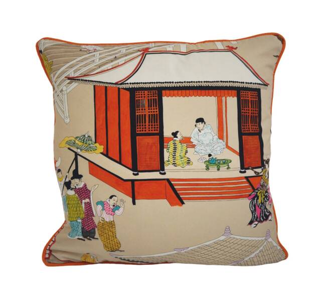Manuel Canovas - Madame Butterfly Rouge De Chine Japanese Inspired Designer Cushion Cover Handmade Throw Pillow Home Decor - image 1