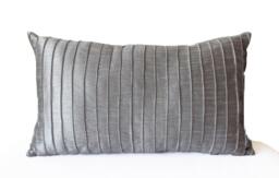 Grey Faux Silk Pleated Textured Pillow Cover, Lumbar Pillow, Cushion, Gray Decorative Housewarming Gift Hostess Bed