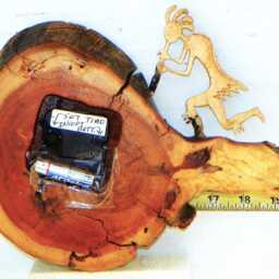 "Running Kokopelli With Turquoise Stones Log Cabin Style 10"" X 9"" 2.5" - thumbnail 4