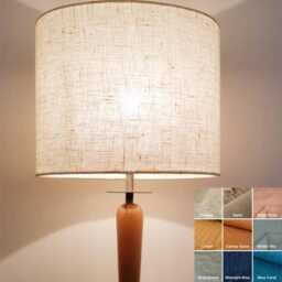 Pure Linen Drum Lampshades - Rich Earthy Tones - thumbnail 1