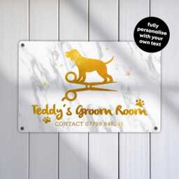 Personalised Dog Grooming Salon Sign - Custom Metal Pet Boutique Decor Groomer Studio Wall Art in A5, A4, A3 - thumbnail 2