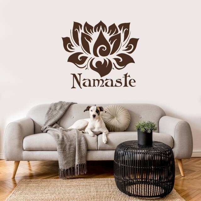 Lotus Wall Decal, Namaste Bohemian Decor, Home Boho Sticker, Bedroom Moroccan Pattern, Yoga Studio Decor S45 - image 1