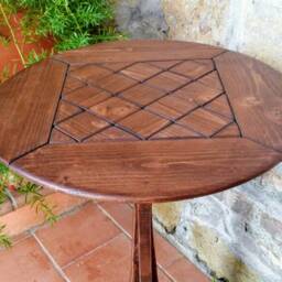 Wooden Table , Reclaimed Wood Mosaic Coffee Round Made in Italy - thumbnail 2