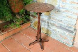 Wooden Table , Reclaimed Wood Mosaic Coffee Round Made in Italy - thumbnail 1