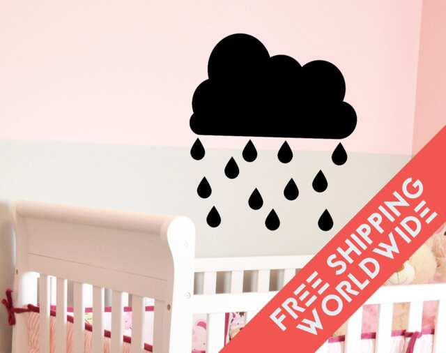 Black Wall Decals Nursery Cloud Rain Drop Decor Stickers Teardrop Girl Boy Modern & Scandinavian - Sets Of 25 - image 1