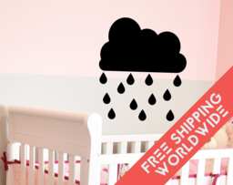 Black Wall Decals Nursery Cloud Rain Drop Decor Stickers Teardrop Girl Boy Modern & Scandinavian - Sets Of 25 - thumbnail 1