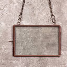 Hanging Metal Photo Frame With Chain Portrait Or Landscape 8x10 7x5 6x4 Antique Copper Finish - thumbnail 1