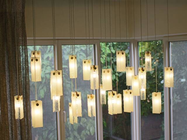 Fused Glass Pendant Light. Mini-Ripples Design - image 1