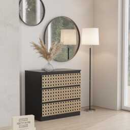 Wood Overlays For Malm, Dresser Drawer Decorative Panels, Diy Furniture Trim Kit, Rattan Pattern - thumbnail 4
