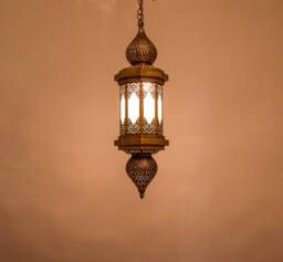 Crownspire Moroccan Brass Pendant Light With Geometric Arabesque Pattern, Lantern Ceiling Lamp For Hallway, Kitchen Or Living Room