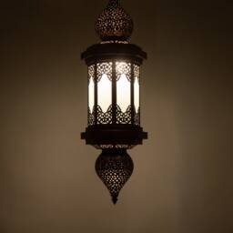 Crownspire Moroccan Brass Pendant Light With Geometric Arabesque Pattern, Lantern Ceiling Lamp For Hallway, Kitchen Or Living Room - thumbnail 2