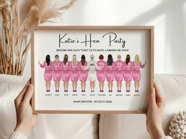 Personalized Bridal Party Print - Custom Bridesmaid Hen Gift - Digital Download Available - image 1