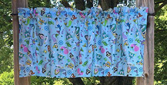 Nautical Valance - Mermaid Kitchen Curtain Farmhouse Coastal Beach House Window Topper - image 1