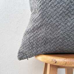 Blue Gray Boucle Throw Pillow Cover Modern Textured Cushion - All Duties Paid Usa - thumbnail 3