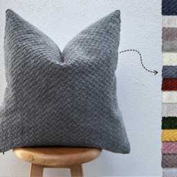 Blue Gray Boucle Throw Pillow Cover Modern Textured Cushion - All Duties Paid Usa - thumbnail 2