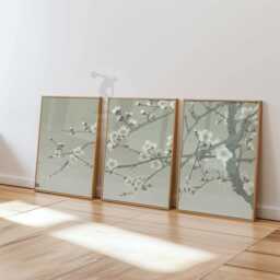 Japanese Floral Print Set - Minimalist Plum Blossom Wall Art