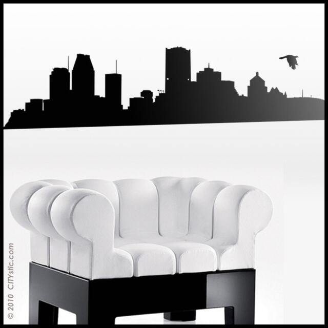 Montreal Wall Decal - Downtown Skyline With Birds, Antennas, Mont Royal - image 1