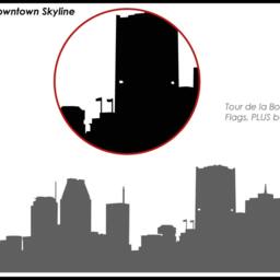 Montreal Wall Decal - Downtown Skyline With Birds, Antennas, Mont Royal - thumbnail 3