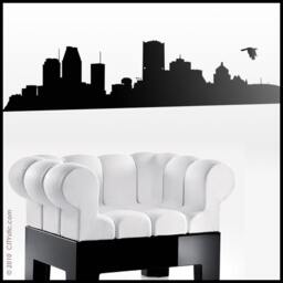 Montreal Wall Decal - Downtown Skyline With Birds, Antennas, Mont Royal - thumbnail 1