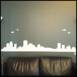 Montreal Wall Decal - Downtown Skyline With Birds, Antennas, Mont Royal - thumbnail 2