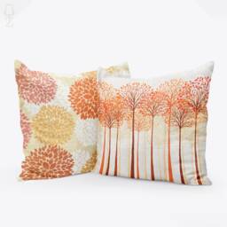 Set Of 2 Orange Cushion Covers With Trees & Leaves Themed, Double Sided Printing On The Soft Velvet Fabric Multi Size Options, Oeko-Tex - thumbnail 1