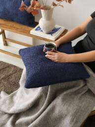 Blue Textured Curly Throw Pillow Cover, Plush Soft Lumbar Case, Boucle Handmade Cushion Invisible Zipper, Cozy Home Decor